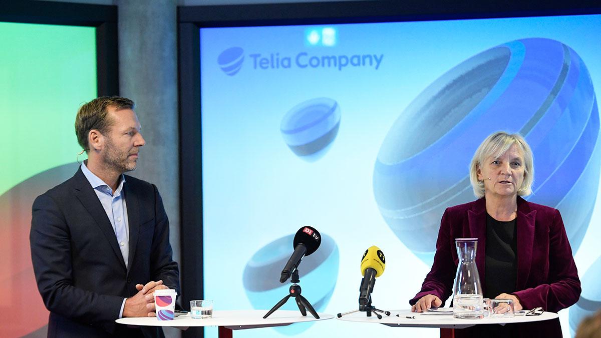 Telias vd Johan Dennelind och telekomjättens styrelseordförande Marie Ehrling. (Foto: TT)