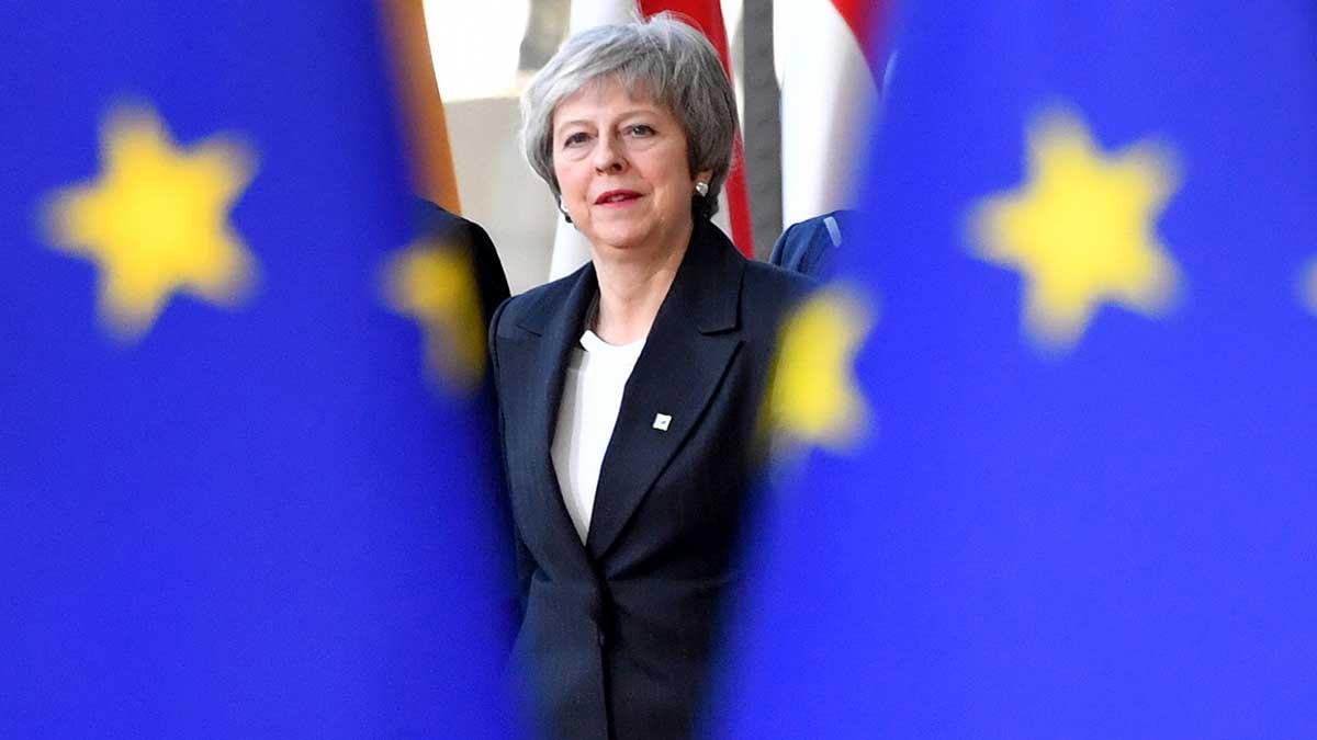 IMF varnar nu Storbritannien och Theresa May för att ett avtalslöst brittiskt utträde ur EU får konsekvenser. (Foto: TT)