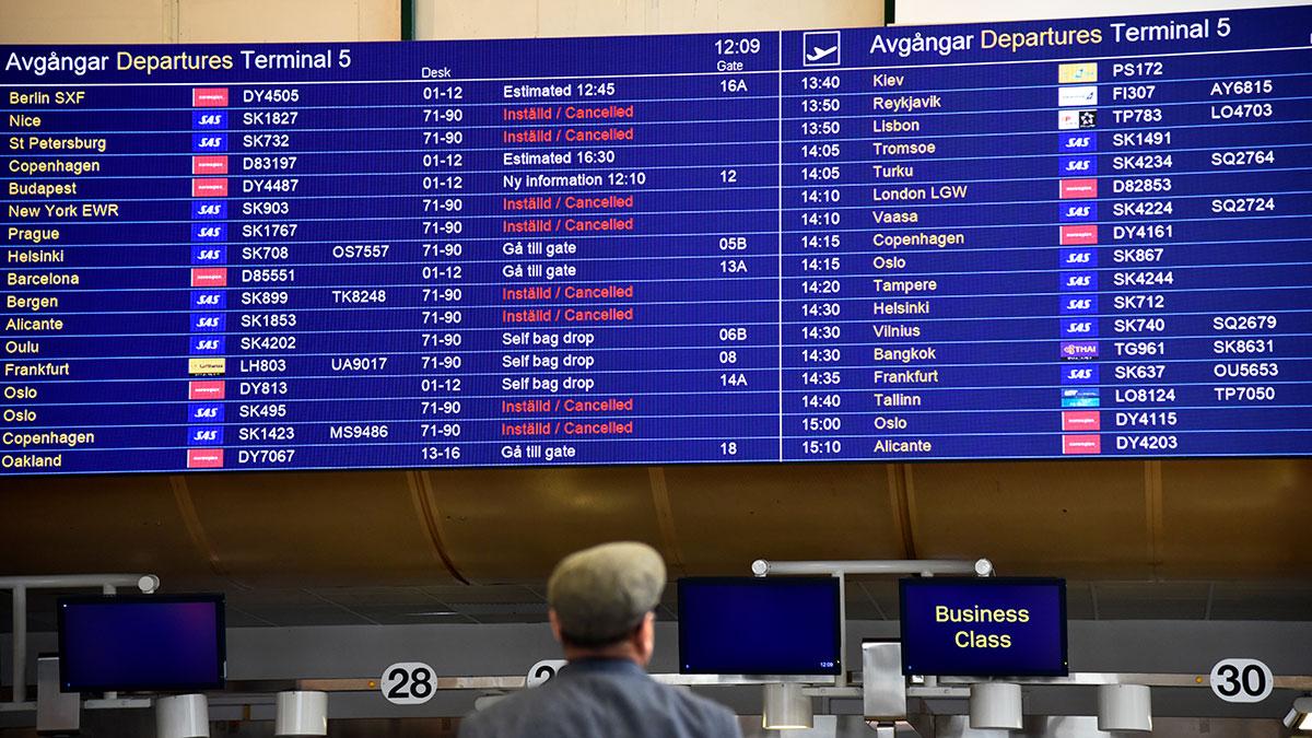 Parterna i SAS-konflikten står långt från varandra och i dag ställer flygbolaget in 709 avgångar. 54.000 resenärer drabbas. (Foto: TT)