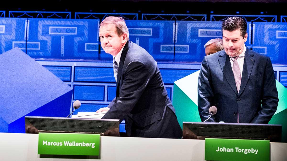 SEB-topparna Marcus Wallenberg (styrelseordförande) och Johan Torgeby (vd) har det förmodat tungt just nu efter penningtvättsavslöjandet. (Foto: TT)