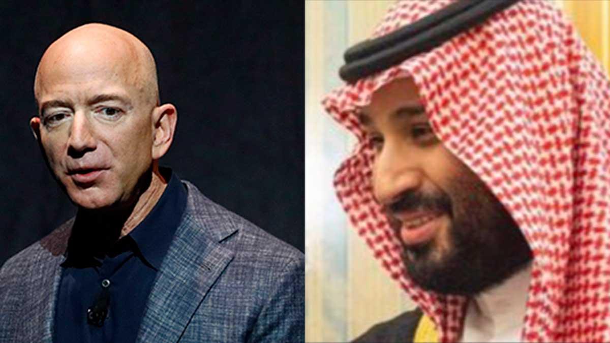 Enligt Reuters källor finns det nu bevis för att Amazon-grundaren Jeff Bezos fick sin mobil hackad av bland andra Suadiarabiens kronprins Mohamed bin Salman. (Foto: TT / montage)