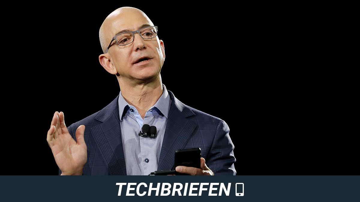 Amazon med vd:n Jeff Bezos begär i domstol att Microsofts arbete med Pentagons gigantiska JEDI-affär pausas. (Foto: TT / montage)