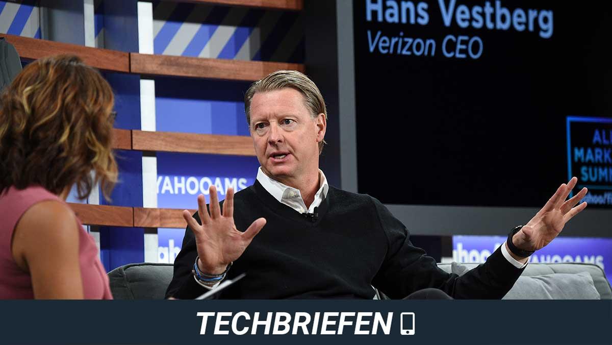 Huawei har skickat in två stämningsansökningar om patentintrång mot amerikanska mobiloperatören Verizon där svensken Hans Vestberg, tidigare chef för Ericsson, både är vd och styrelseordförande. (Foto: TT / montage)