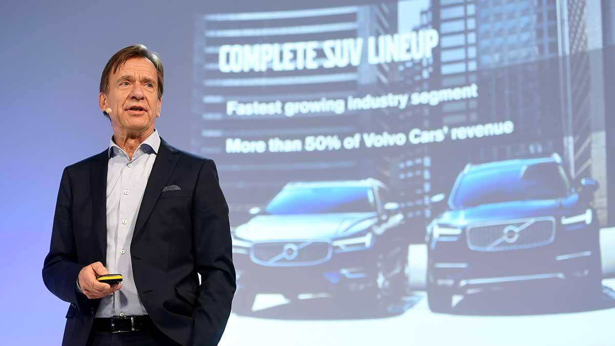 Volvo Cars vd Håkan Samuelsson utgår från att biltillverkaren klarar att leva upp till EU:s tuffare utsläppskrav. I annat fall väntar mångmiljardböter för biltillverkaren. (Foto: TT)
