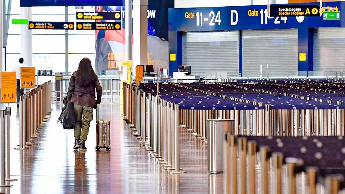 Trafiken vid statliga flygplatsoperatören Swedavias tio flygplatser i Sverige under maj var fortsatt historiskt låg med ett passagerar-ras på rekordhöga 98 procent. (Foto: TT)