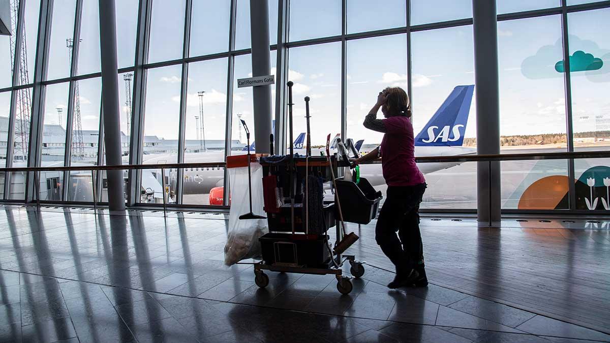 Statliga flygplatsoperatören Swedavia noterade en passagerarminskning om 87 procent i juli, enligt ett pressmeddelande. (Foto: TT)