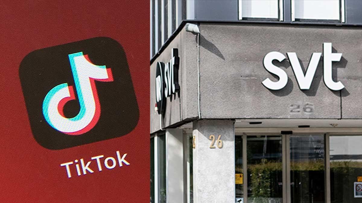 SVT förbjuder nu medarbetarna att använda TikTok i sina tjänstetelefoner. "Skall raderas", heter det om appen. (Foto: TT / montage)