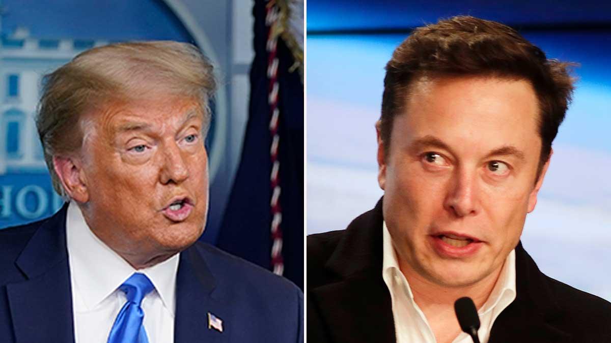 Trump-regeringen stäms för Kinatullarna av Teslas vd och grundare Elon Musk. (Foto: TT / montage)