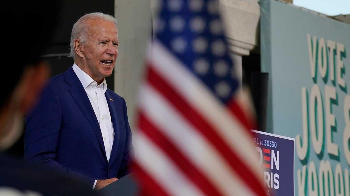 Nordea tipsar om tio svenska aktier som kan bli vinnare om demokraten Joe Biden (bilden) blir ny president i USA. (Foto: TT)