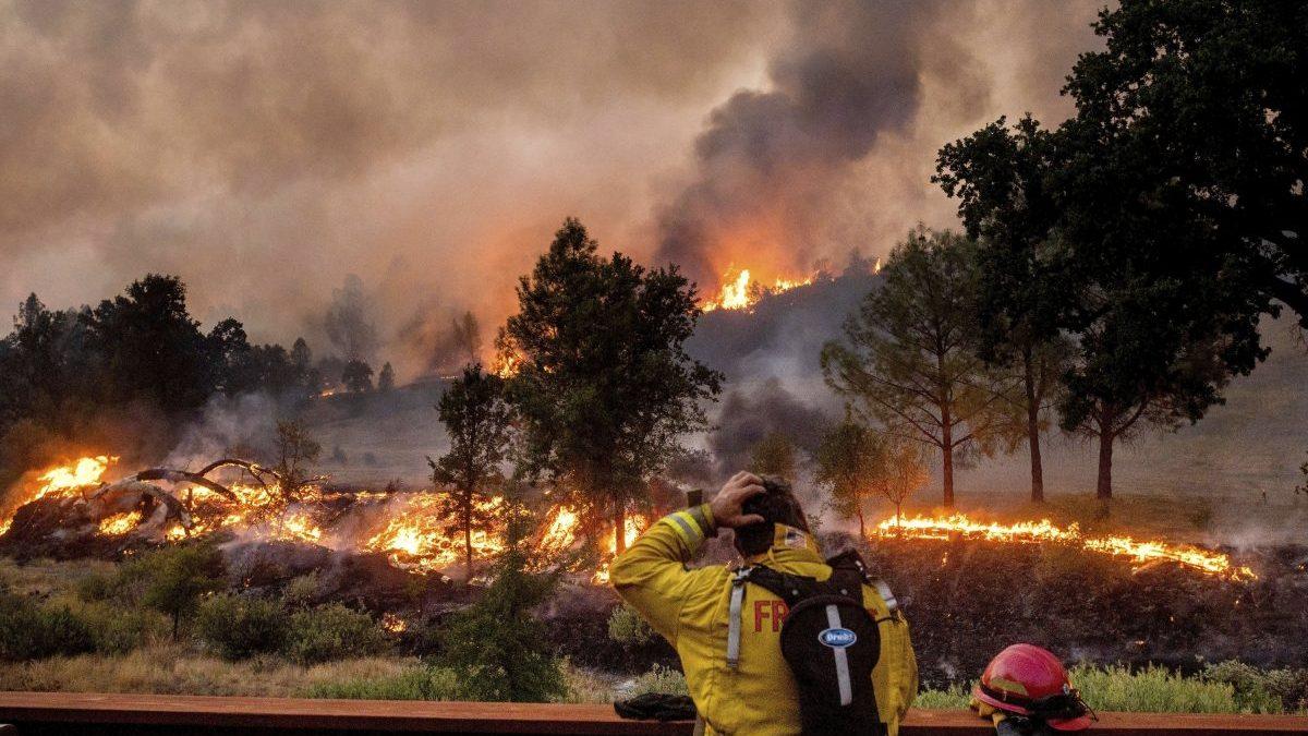 En brandman tar en kort paus medan branden fortsätter att ödelägga stora delar av Napa Valley. Finns det någon framtid för Kaliforniens vinindustri i det allt hetare och torrare klimatet? (Foto: AP /Noah Berger)