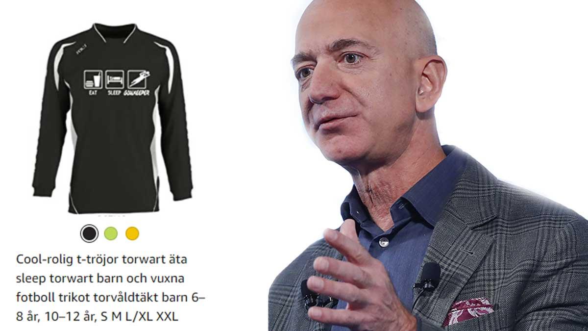 Amazons översättningsgrodor på Sverigepremiären får oss att skratta, men Amazonbossen Jeff Bezos har nog annat att tänka på. (Foto: Amazon och TT / montage)