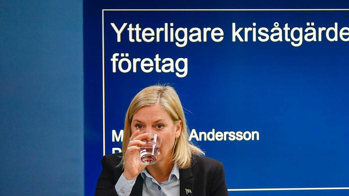 Finansminister Magdalena Andersson får svidande kritik för den föreslagna åtstramningen av korttidsstödet till företag. (Foto: TT)