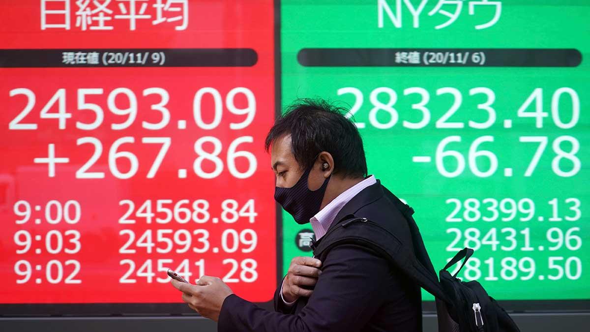 Bidensegern i USA har utlöst ett lättnadsrally på de asiatiska börserna. (Foto TT)