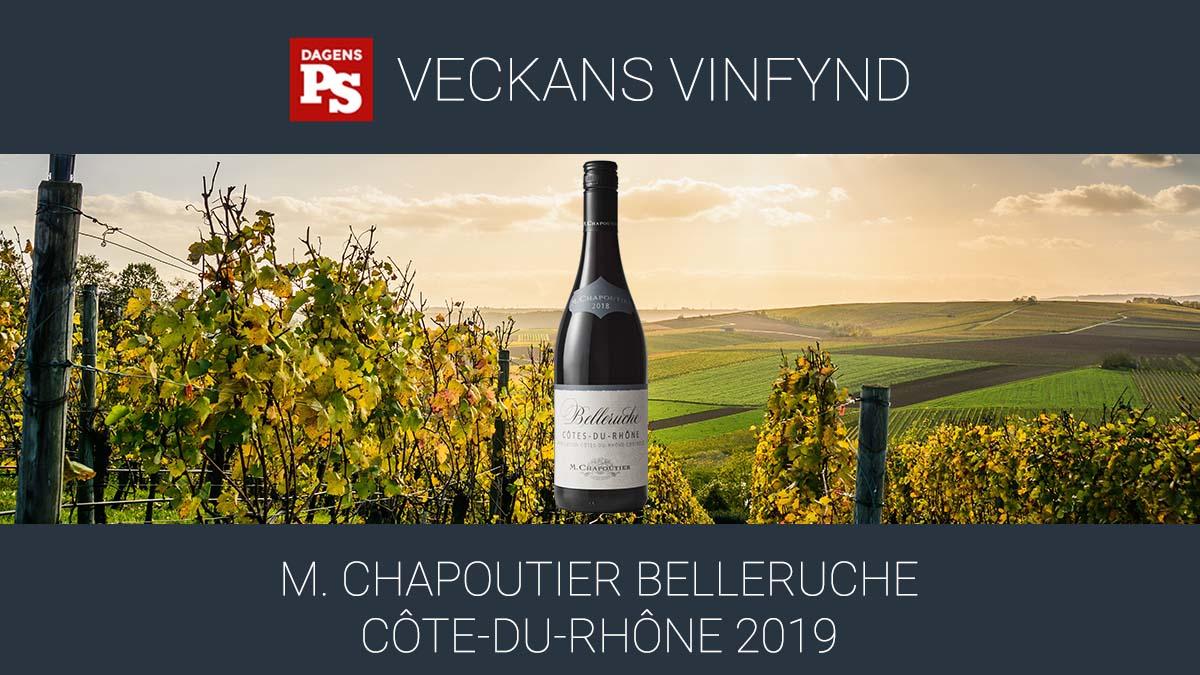 Veckans vinfynd Belleruche Côtes-du-Rhône 2019 från toppfirman M. Chapoutier passar bra till höstens maträtter.