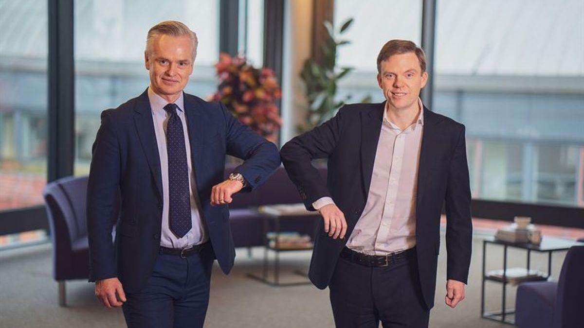 Jonas Ström, ABG Sundal Colliers vd och Joel Grönberg, vd för Söderberg & Partners Wealth Management. (Foto: Press)