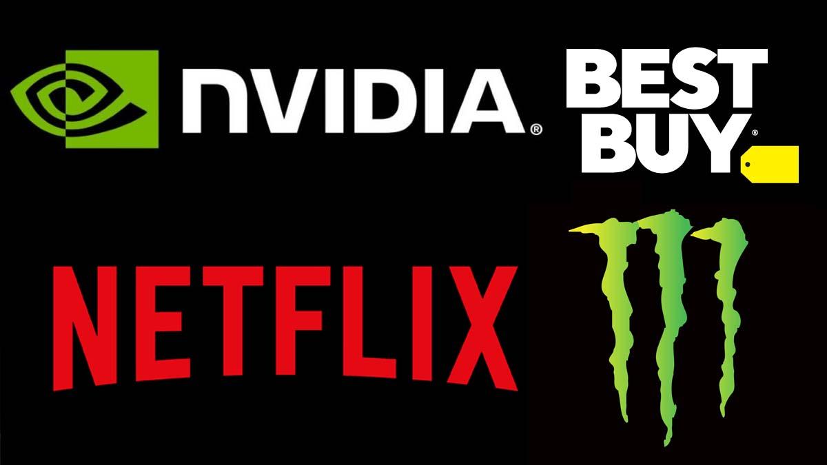 Nvidia, Best Buy, Netflix och Monster Energy är fyra av vinnaraktierna på topplistan.
