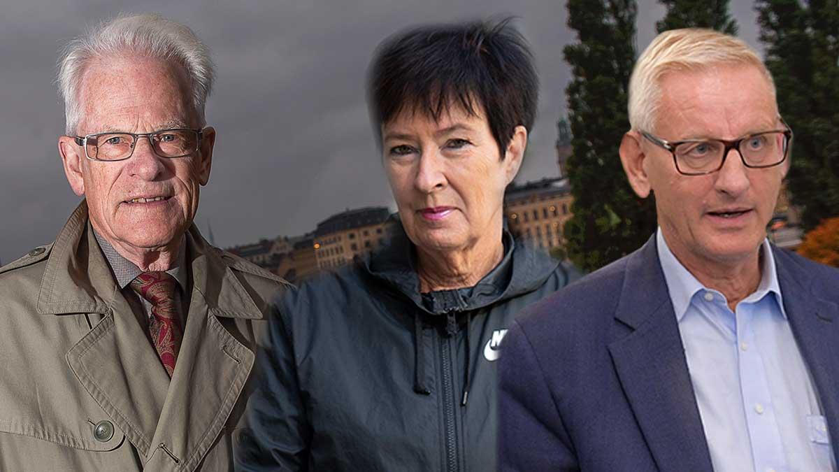 KU har beslutat att de tidigare ministrarna Ingvar Carlsson, Mona Sahlin och Carl Bildt inte ska åtalas för Estoniakatastrofen. (Foto: TT / montage)