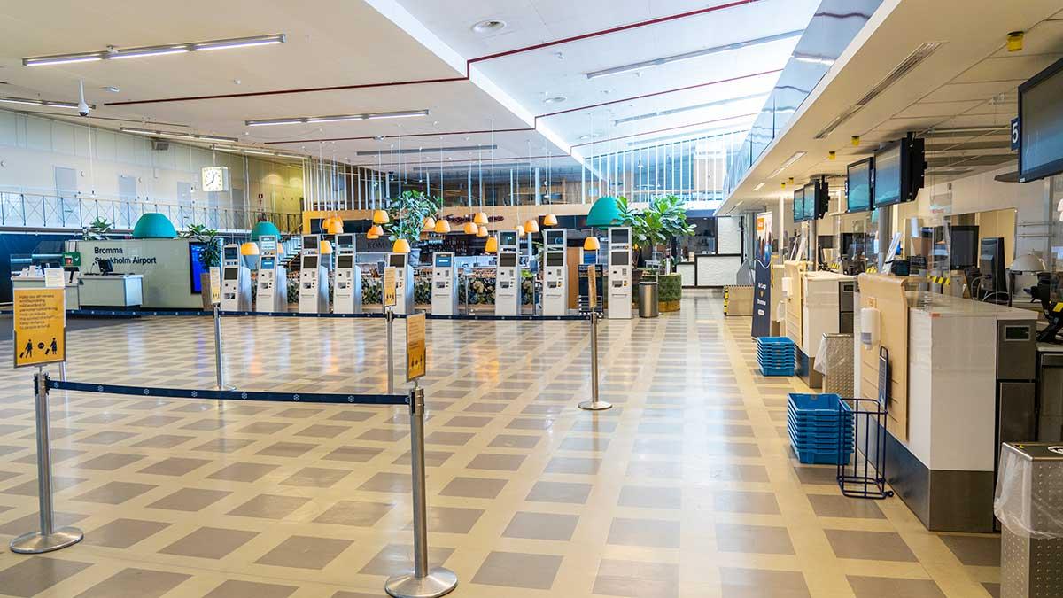 Bromma flygplats har tappat hela 98 procent av sina resenärer i januari i år, jämfört med samma månad förra året, enligt Swedavia. (Foto: TT)