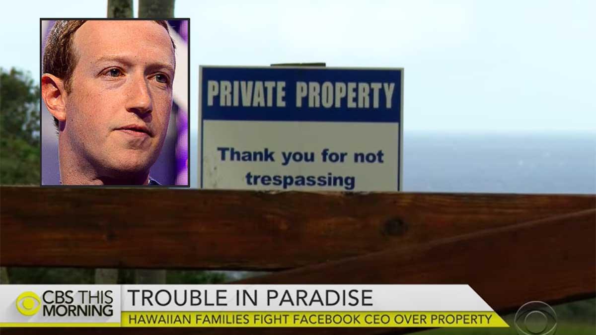 Mark (Zuckerberg) köpte mark på Hawaii-ön och orsakade rejält med trubbel när han byggde en sex meter tjock mur längs sina enorma domäner. (Foto: Skärmdump från Youtube och TT, infälld bild)