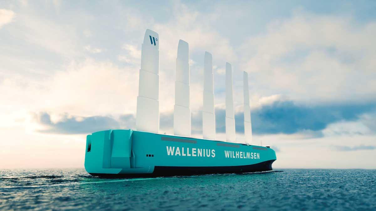 Rederikoncernen Wallenius Wilhelmsen ska bygga världens första vinddrivna biltransportfartyg. (Foto: Wallenius Wilhelmsen)