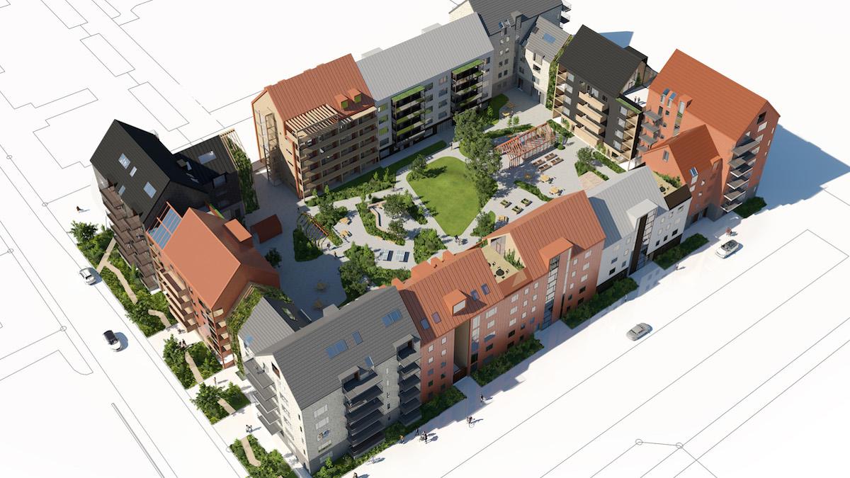 PE Teknik & Arkitektur och G&K Blank Fastigheter har tillsammans vunnit en markanvisningstävling om ett av de första kvarteren i Skövdes nya stadsdel Mariesjö