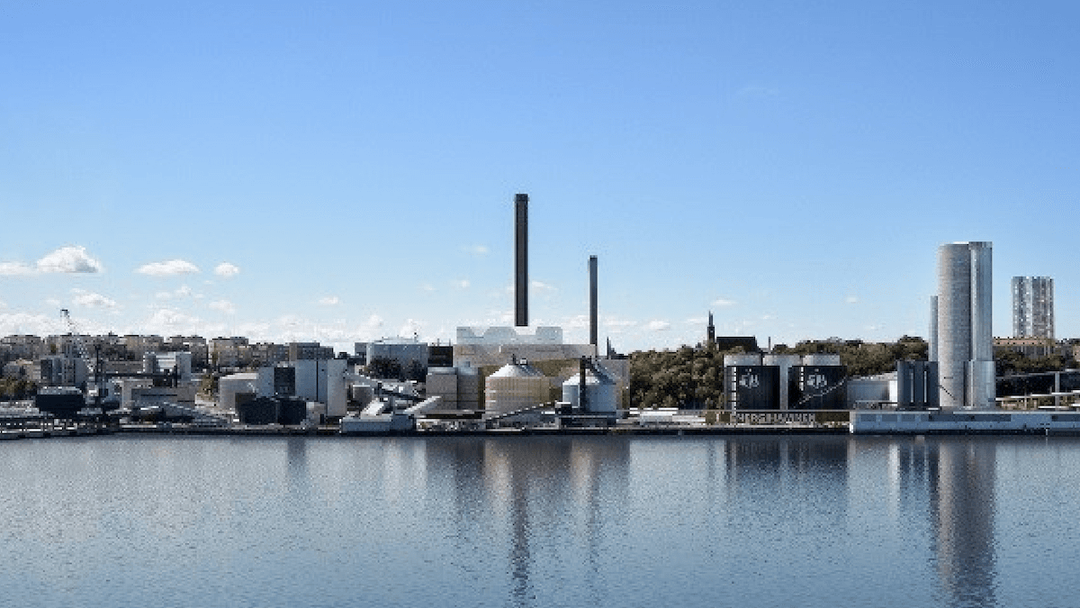 Biokraftvärmeverket i Värtan i Stockholm, här ska en fullskalig anläggning för infångning av koldioxid byggas och Rejlers division Geosigma ska utreda hur markmiljön och de geotekniska förhållandena påverkar grundläggning av den planerade anläggningen