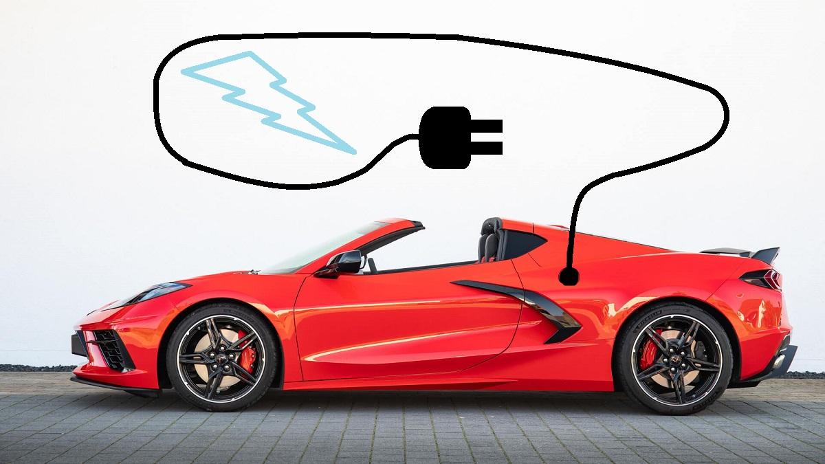 omslagsbild corvette c8 stingray med elkabel