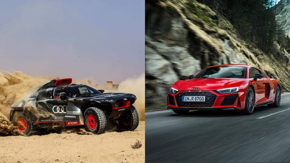 Audi RS Q e-tron och Audi R8 dragrace