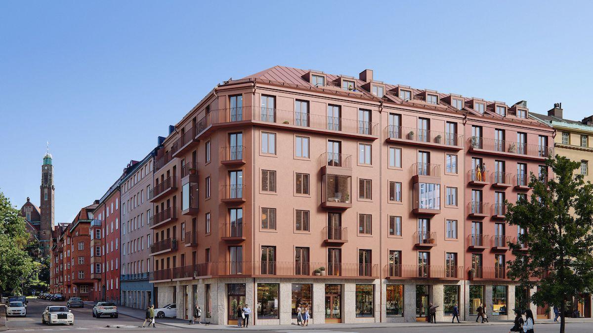 Balders bostadsprojekt Caprea ligger i hörnet Birger Jarlsgatan och Kungstensgatan i centrala Stockholm