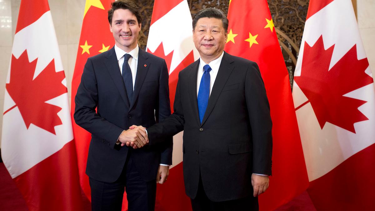 Kinas president Xi Jinping och Kanadas premiärminister Justin Trudeau