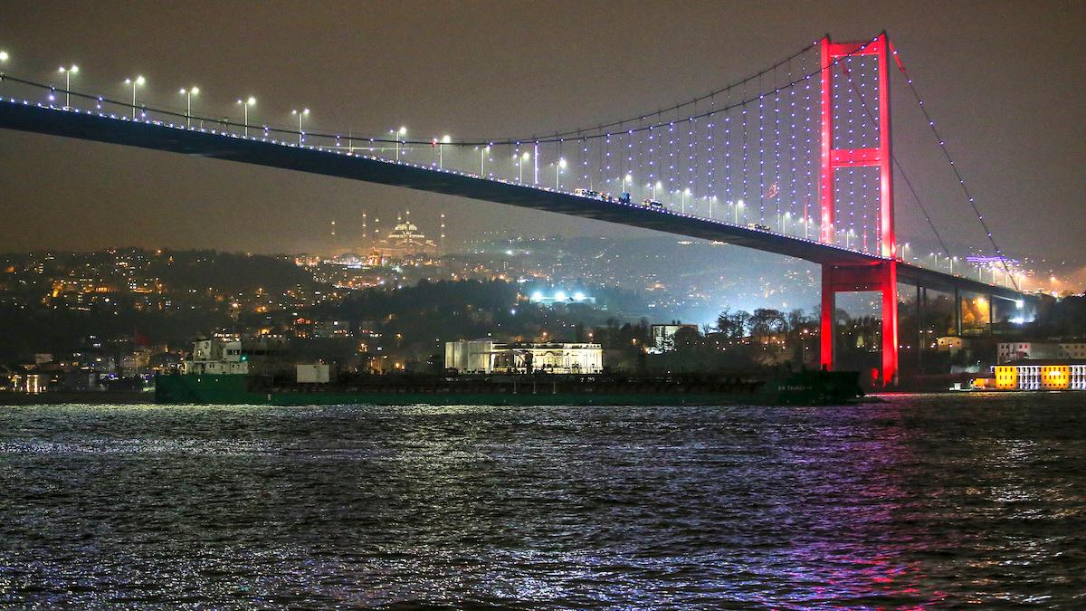 Ett lastfartyg som fraktar spannmål under FN:s Svartahavsinitiativ gick på måndagen på grund i Bosporen i Istanbul, Turkiet.