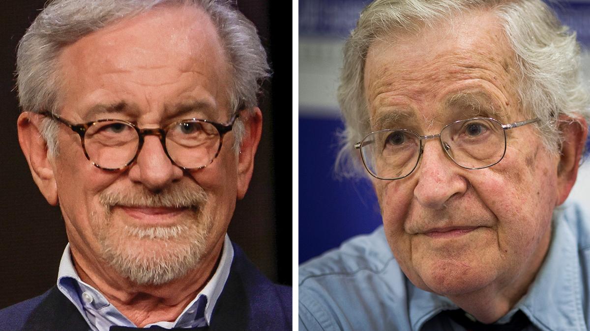 Steven Speilberg, till vänster och Noam Chomsky, till höger, känner sig båda tveksamma till AI