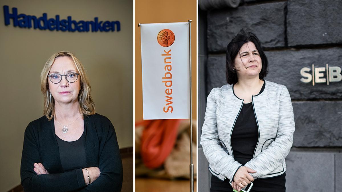 Christina Nyman, chefsekonom Handelsbanken, till vänster, Carl Nilsson, makroekonom på Swedbank och Elisabet Kopelman, makroekonom på SEB, till höger, berättar om sin syn på inflationen