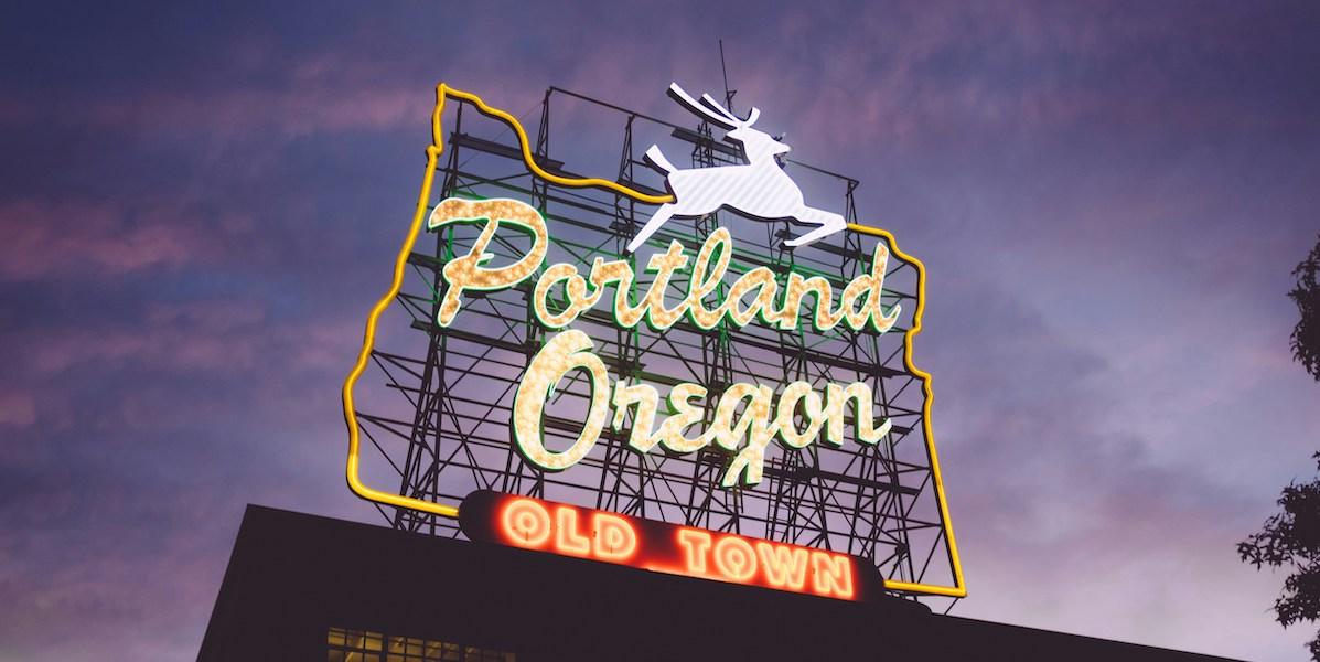 Neonskylt i Portland, oregon, USA.