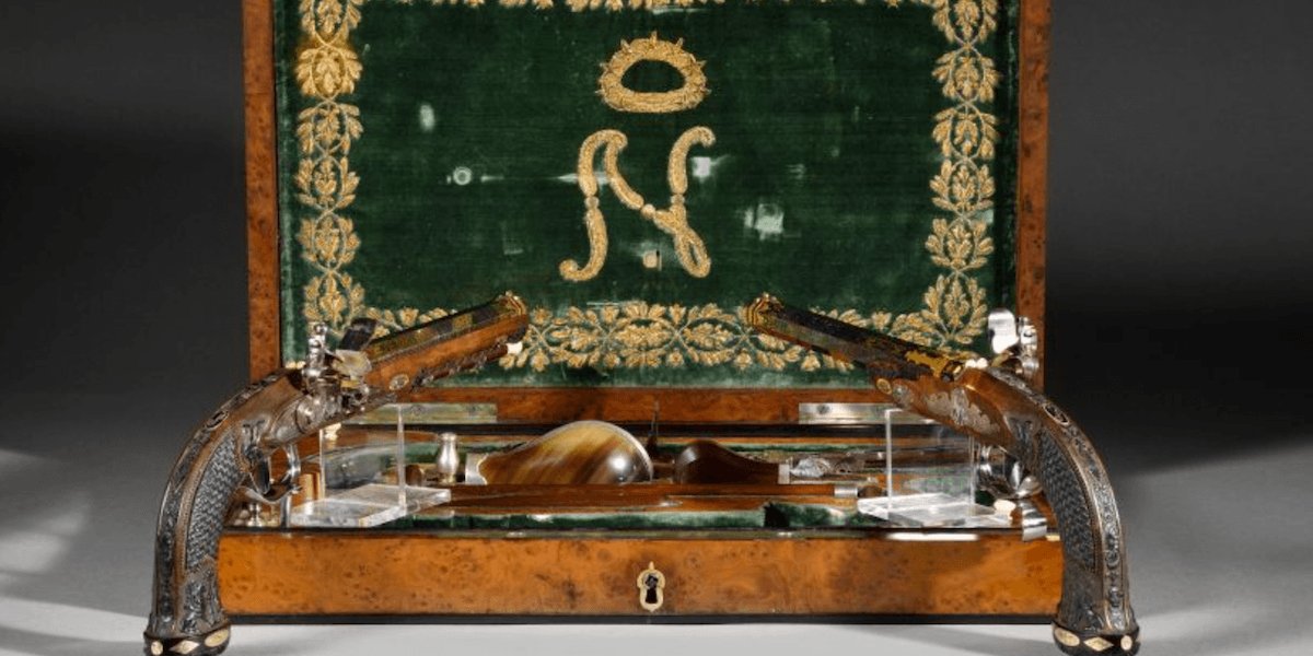 Bild på pistoler som tillhörde Napoleon, kejsare av Frankrike.