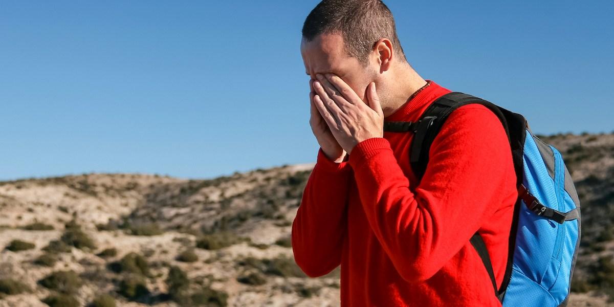 En sjuk man på sin semester.