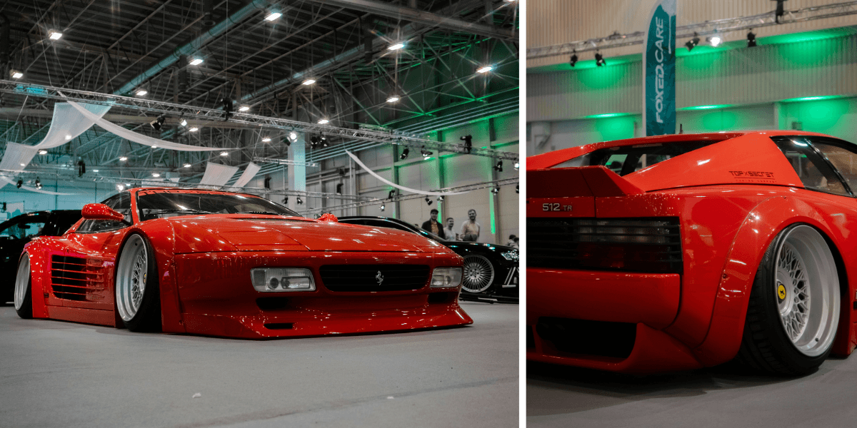 Stancy red Ferrari Testarossa på Essen Motor Show 2022 (Foto: Joey Nitsche på Unsplash)