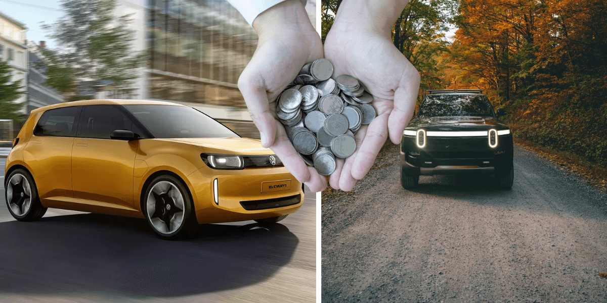Volkswagen dundrar in mer pengar i Rivian för deras mjukvara. (Foto: Volkswagen, Wes Hicks på Unsplash och Canva)
