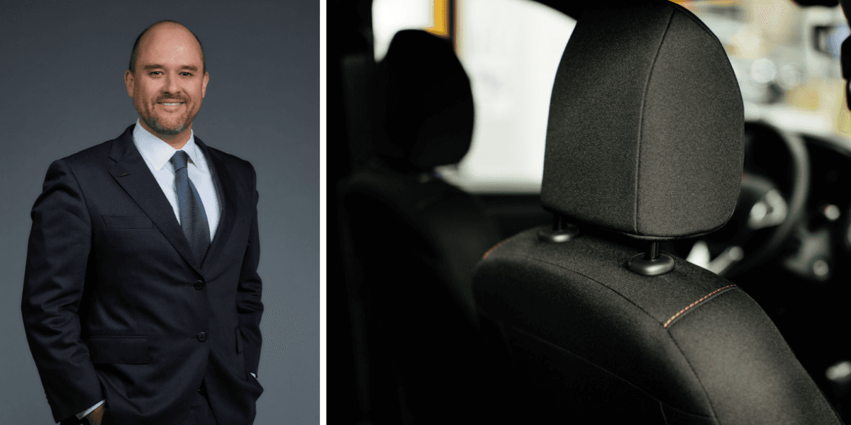 Det måste vara illa när man snålar in på nackskydd. På bilden syns även Ivan Espinosa, vd. (Foto: Frank Flores For Unsplash+ och Nissan)