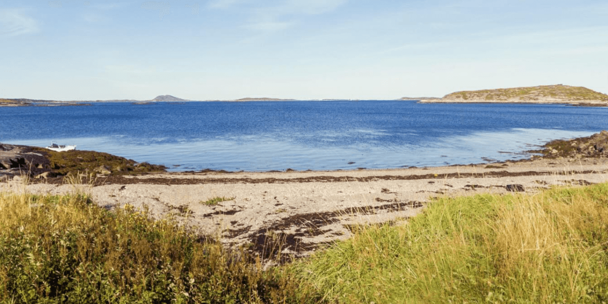 Ön är minst sagt naturskön, vilket mycket väl kan vara en av anledinngarna till att den gamla ägaren vill bli av med den. (Foto: norsketomter.no)