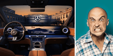 Varningar, lampor och signaler. Säkerheten i bilarna bidrar till det rakt motsatta. (Foto: Mercedes och Canva)