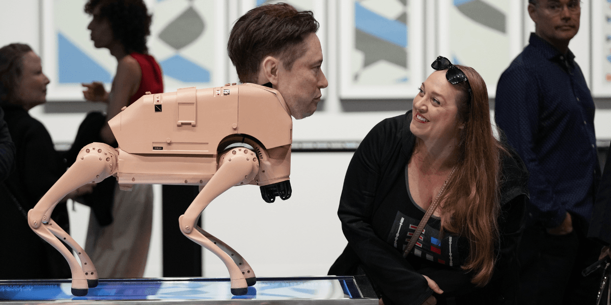 En robothund med Elon Musks ansikte. (Foto: Lynne Sladky/AP/TT)